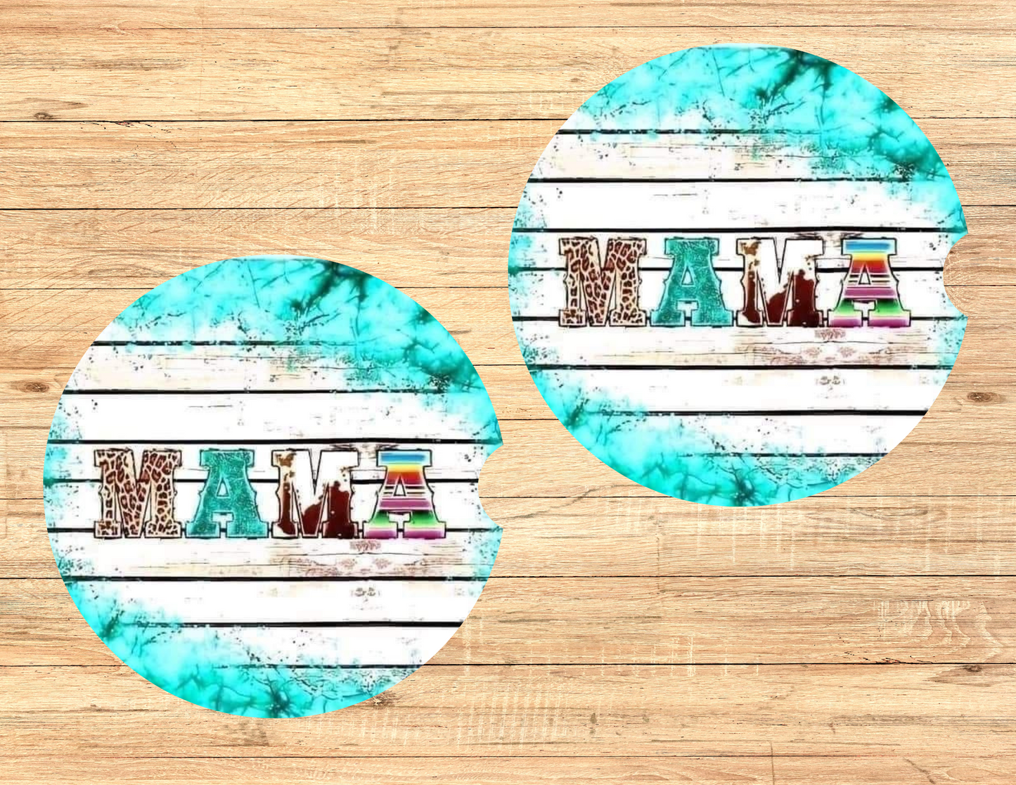 Teal Western Mama Car Coasters