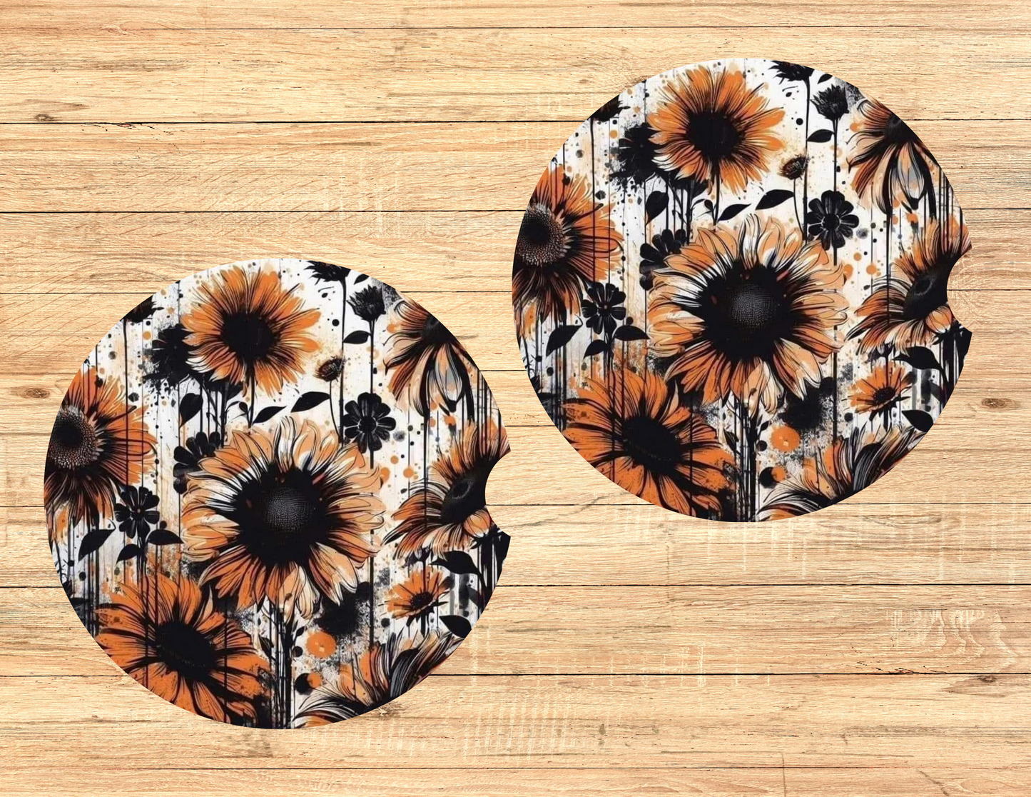 Orange Sunflowers Car Coasters
