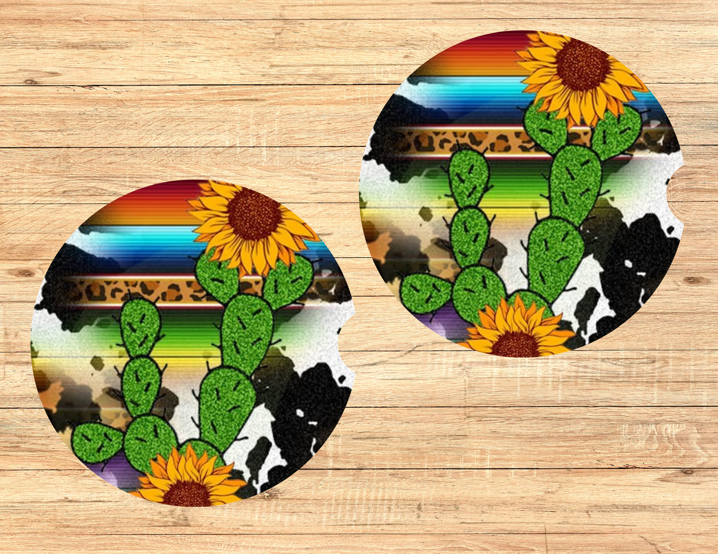Cactus Sunflower Car Coasters