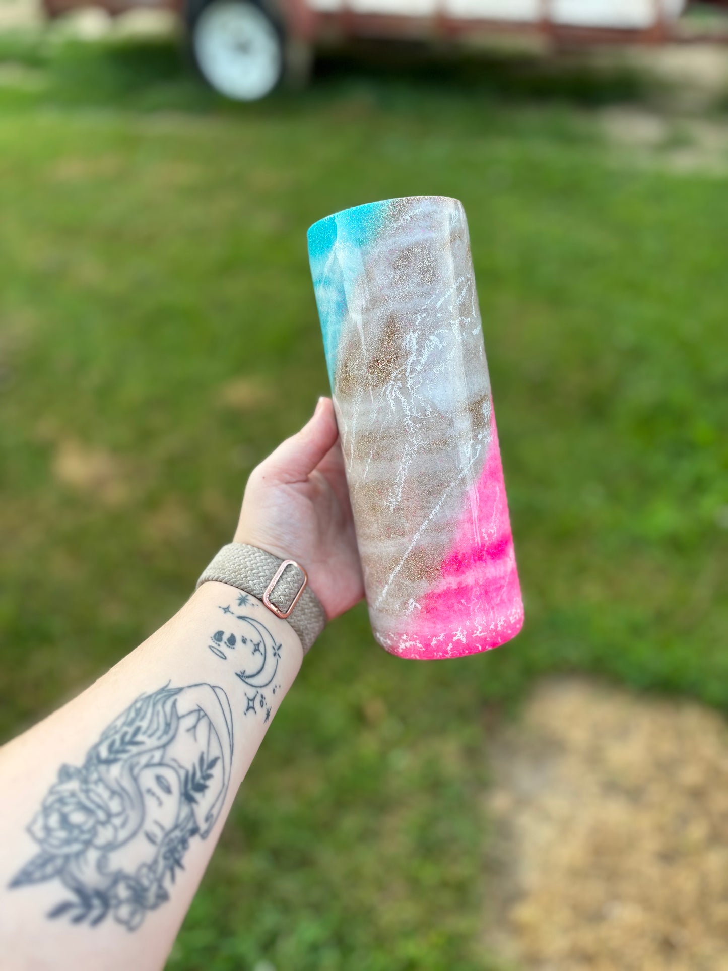 Blue, Gold, Pink Milky Way Tumbler