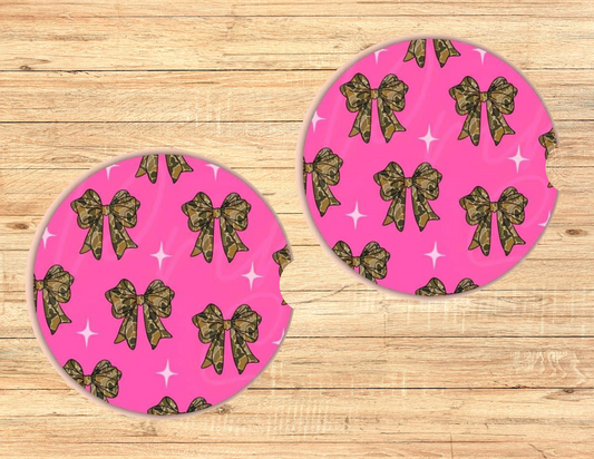 Camo Bows Car Coasters