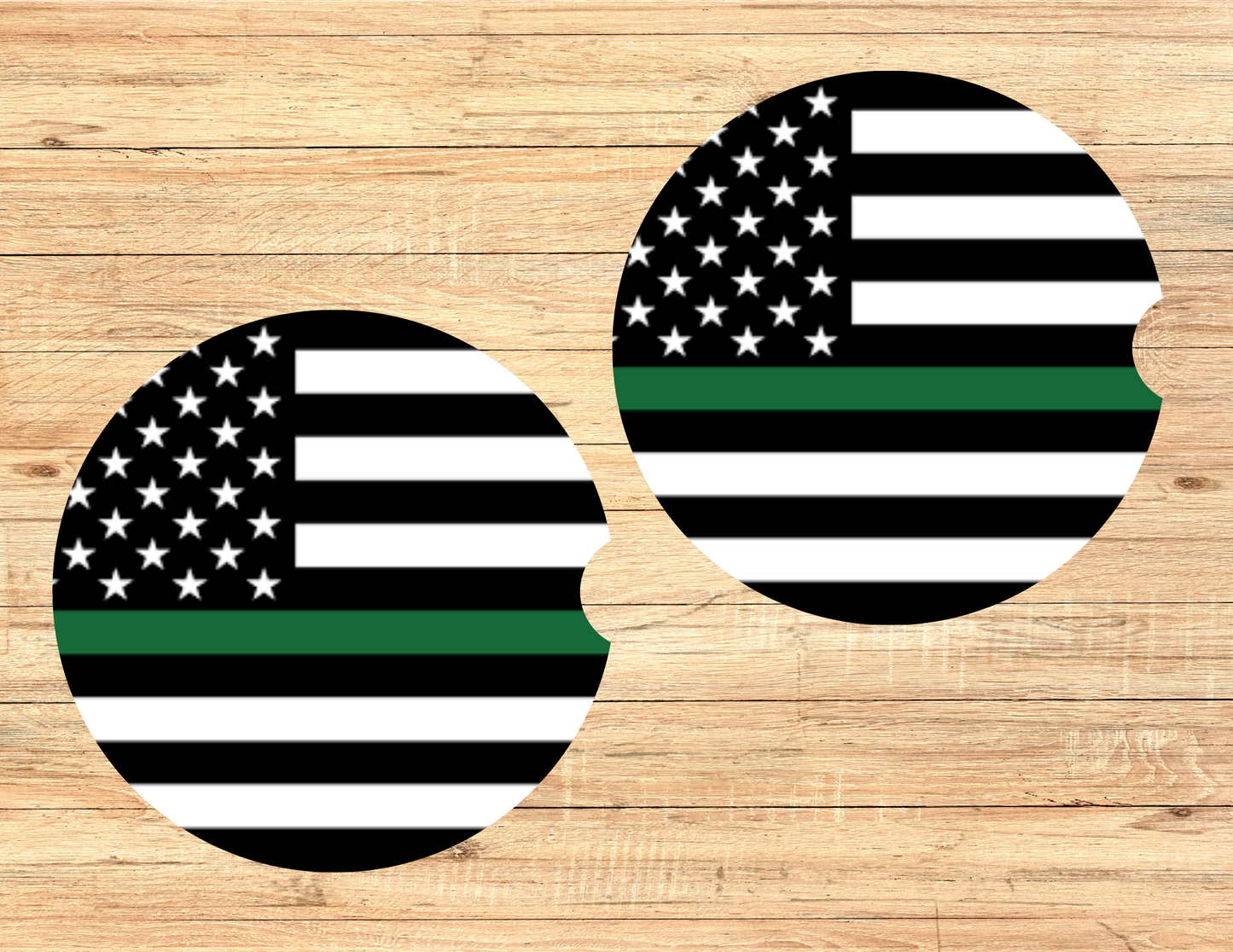 Thin Green Line Car Coasters