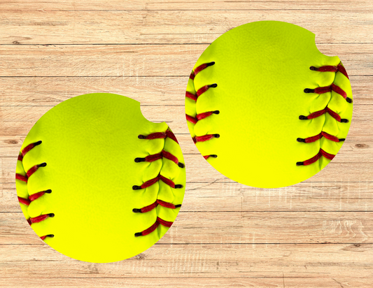 Softball Car Coasters