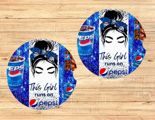 This Girl Runs On Pepsi Car Coasters