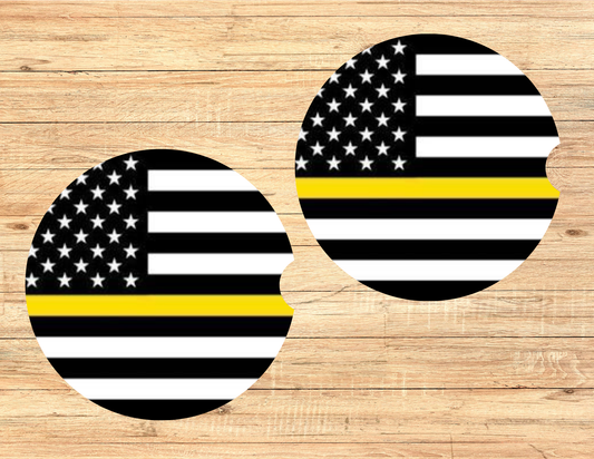 Thin Yellow Line Car Coasters