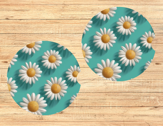 Blue Daisies Car Coasters