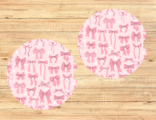 Pink Bows Car Coasters