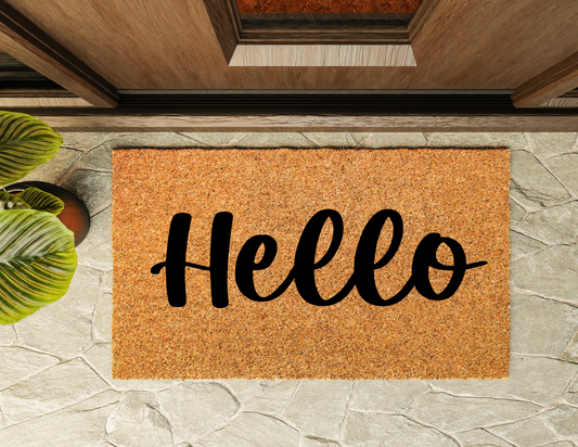 Cursive Hello Door Mat