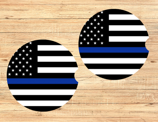 Thin Blue Line Car Coasters