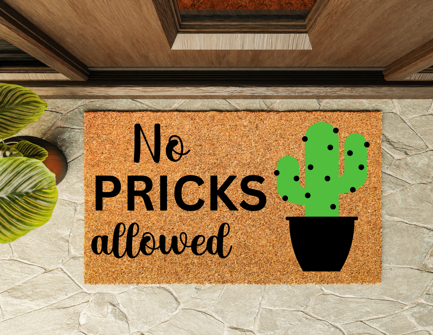 No Pricks Allowed Door Mat