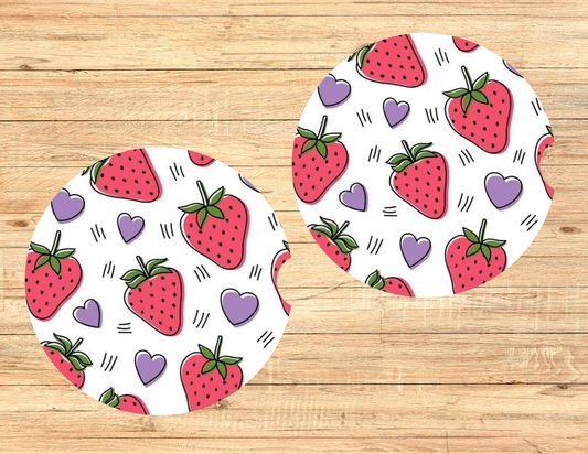 Strawberries With Hearts Car Coasters