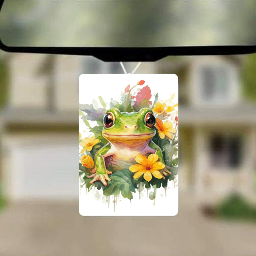 Frog With Yellow Flowers Car Freshie