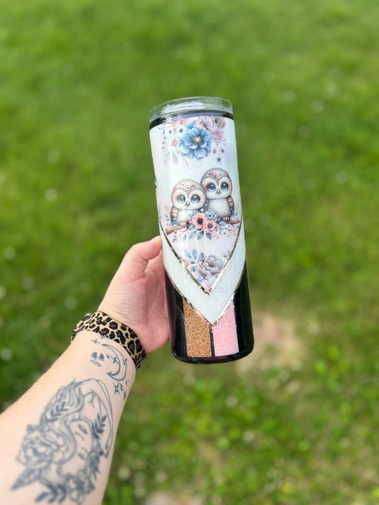 V-Split Owl & Glitter Tumbler