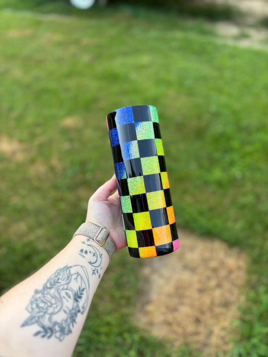 Rainbow Checkerboard Tumbler