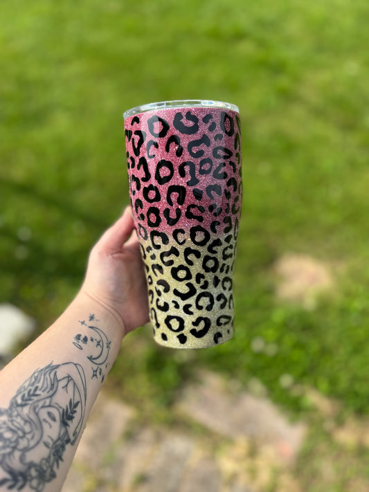Pink and Gold Leopard Tumbler