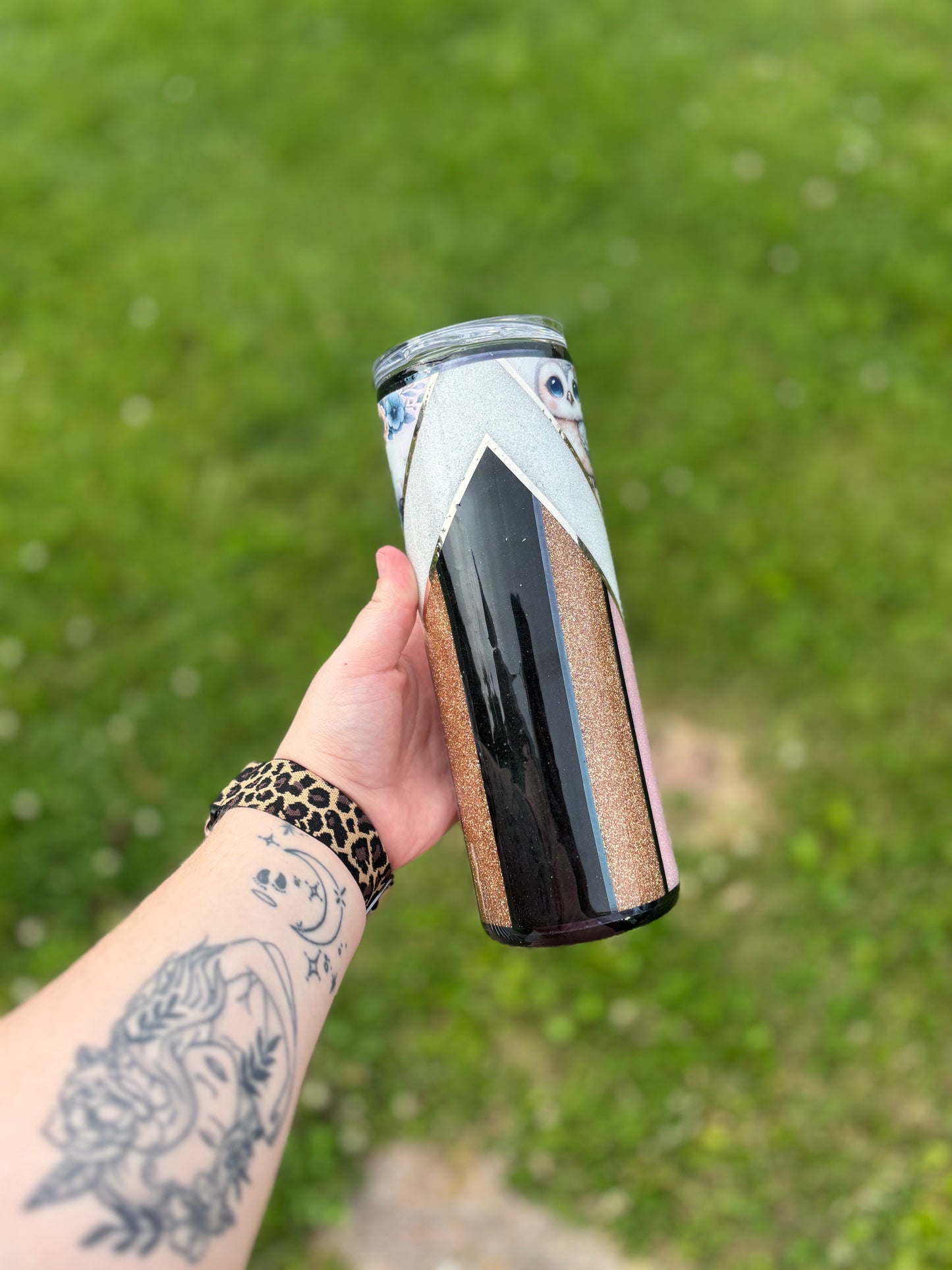 V-Split Owl & Glitter Tumbler